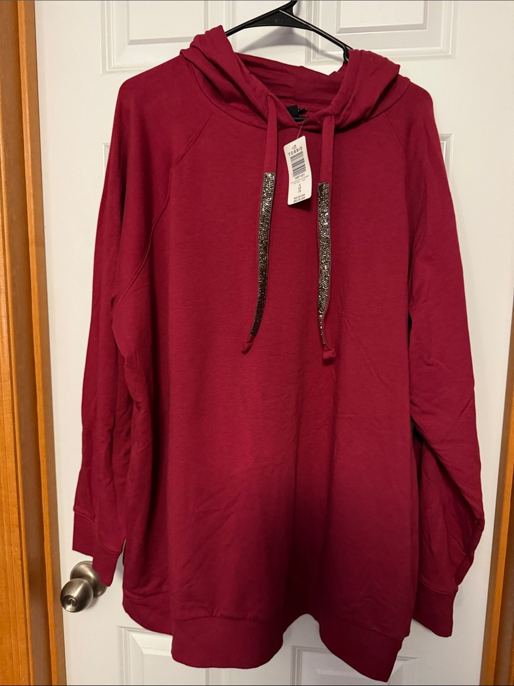 torrid 4x NWT Red Hoodie Sweatshirt with Bedazzled Drawstrings